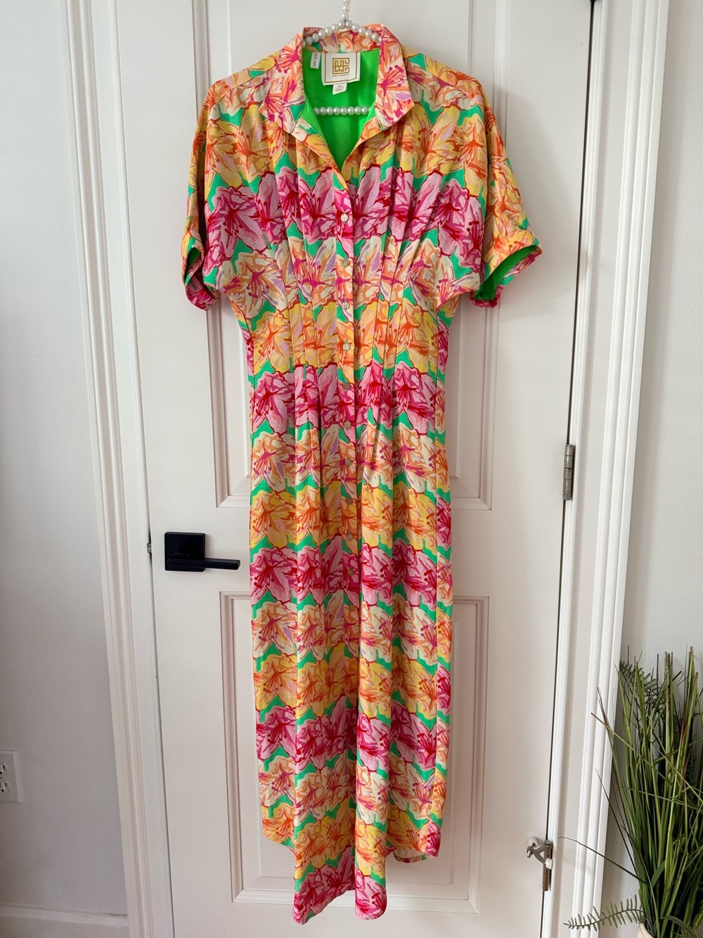 Emily McCarthy Georgia Button-Front Maxi Azalea Dress XS